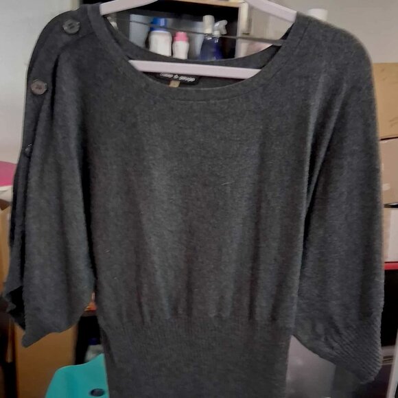 Cable & Gauge Grey Dolman Mid-Length Sleeve Sweater, SIZE SMALL - Picture 1 of 11